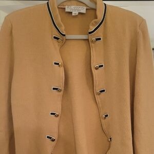St. John Tan Blazer with Black and Gold Accents